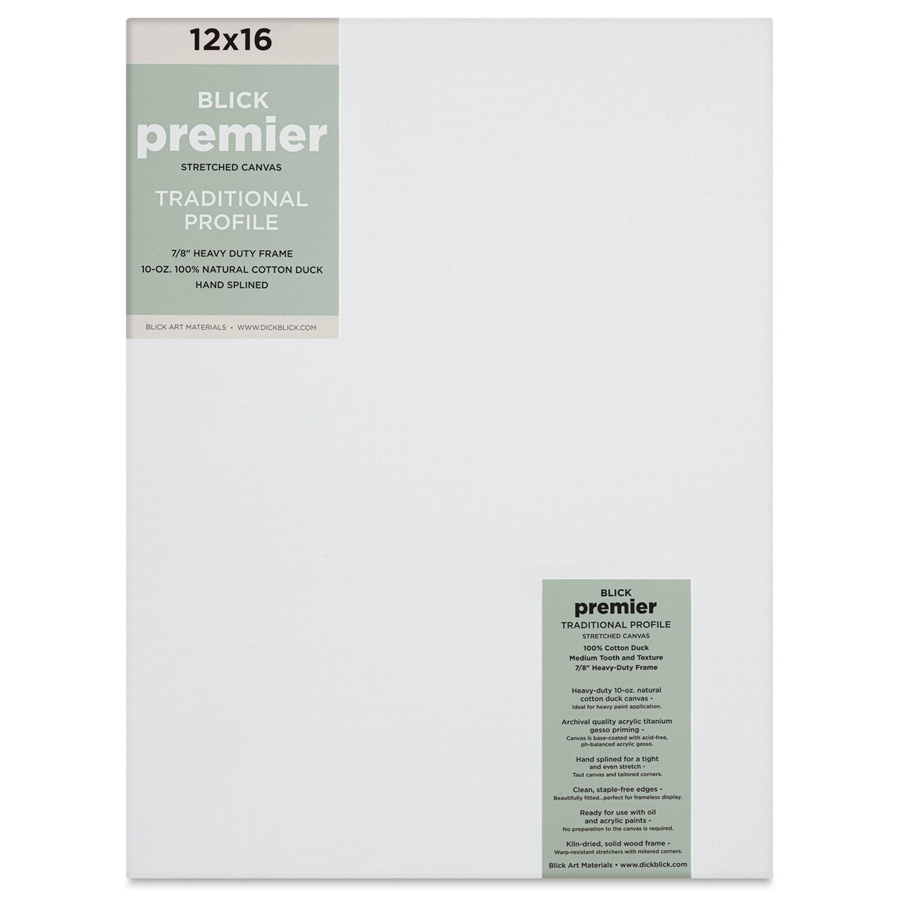 Blick Premier Stretched Cotton Canvas - Traditional Profile, Splined, 12" x 16"